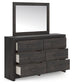 Hollivern  Panel Bed With Mirrored Dresser, Chest And Nightstand