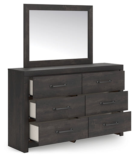 Hollivern  Panel Bed With Mirrored Dresser