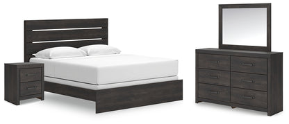 Hollivern  Panel Bed With Mirrored Dresser And Nightstand