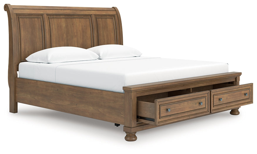 Feddinger  Storage Sleigh Bed With Mirrored Dresser, Chest And Nightstand