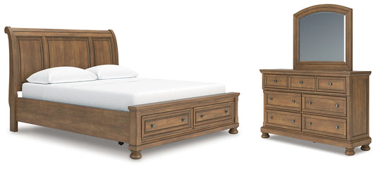 Feddinger California  Storage Sleigh Bed With Mirrored Dresser