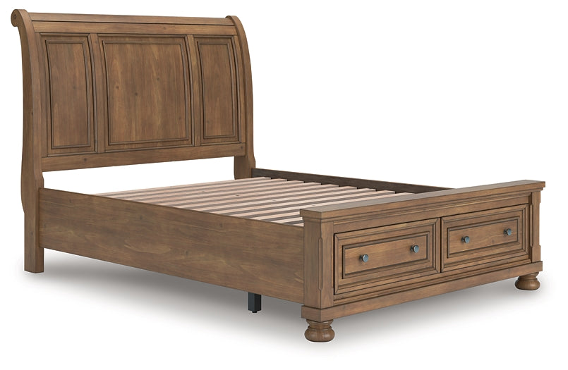 Feddinger  Storage Sleigh Bed With Mirrored Dresser, Chest And Nightstand