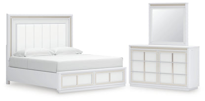 Chalanna  Upholstered Storage Bed With Mirrored Dresser