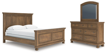 Feddinger California  Panel Bed With Mirrored Dresser