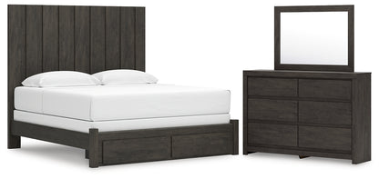 Fraluna  Panel Storage Bed With Mirrored Dresser