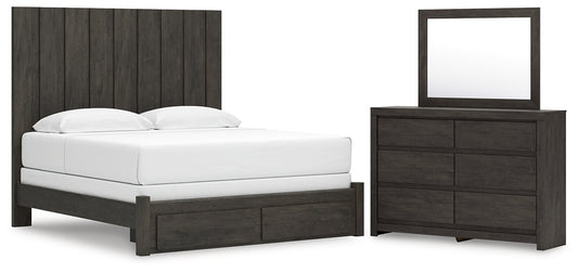 Fraluna  Panel Storage Bed With Mirrored Dresser