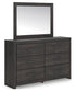 Hollivern  Panel Bed With Mirrored Dresser And Nightstand