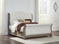 Ardenfield  Upholstered Sleigh Bed With Mirrored Dresser And Nightstand