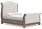 Ardenfield  Upholstered Sleigh Bed With Mirrored Dresser