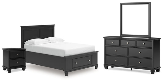 Lanolee  Panel Storage Bed, Dresser, Mirror And Nightstand