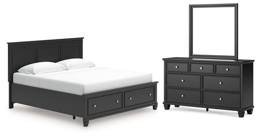 Lanolee  Panel Storage Bed, Dresser And Mirror