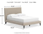 Cielden  Upholstered Bed With Roll Slats, Dresser And Mirror