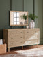 Cielden  Upholstered Bed With Roll Slats, Dresser And Mirror