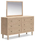 Cielden  Upholstered Bed With Roll Slats, Dresser, Mirror, Chest And Nightstand
