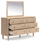 Cielden  Upholstered Bed With Roll Slats, Dresser, Mirror And Nightstand