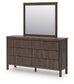 Pamytta  Upholstered Panel Platform Bed, Dresser And Mirror
