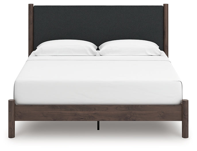Pamytta  Upholstered Panel Platform Bed, Dresser And Mirror