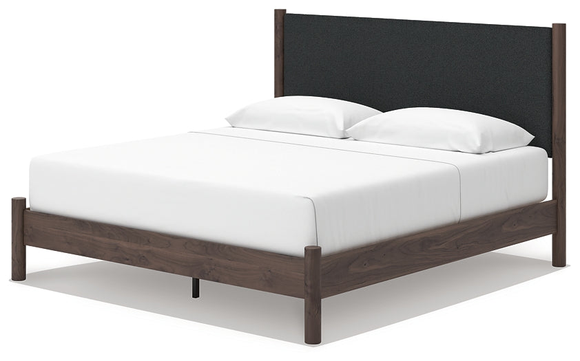 Pamytta  Upholstered Panel Platform Bed, Dresser And Mirror