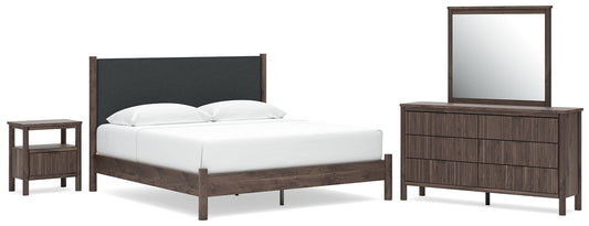 Pamytta  Upholstered Panel Platform Bed, Dresser, Mirror And Nightstand