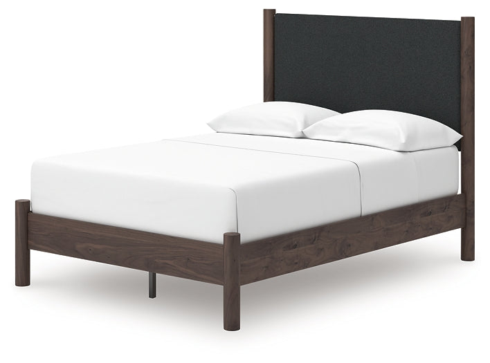 Pamytta  Upholstered Panel Platform Bed, Dresser, Mirror, Chest And Nightstand