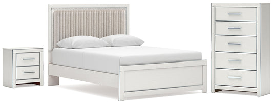 Zuraleus  Upholstered Panel Platform Bed, Dresser, Mirror And Nightstand