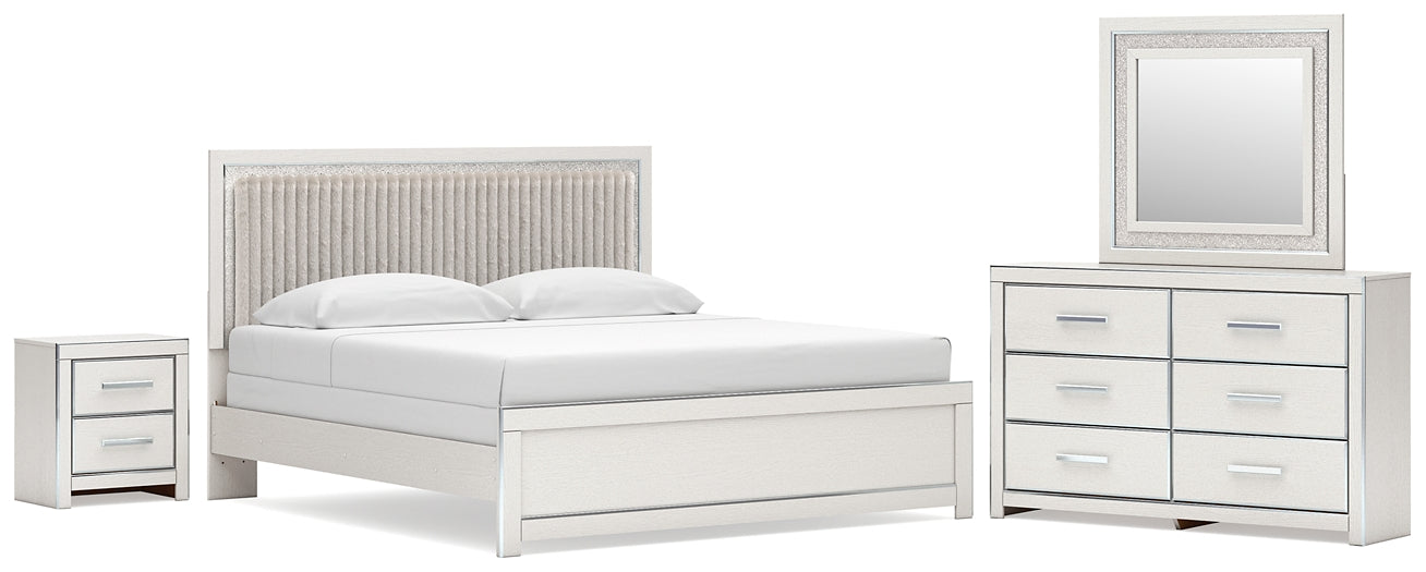 Zuraleus  Upholstered Panel Bed, Dresser, Mirror And Nightstand