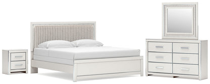 Zuraleus  Upholstered Panel Bed, Dresser, Mirror And Nightstand