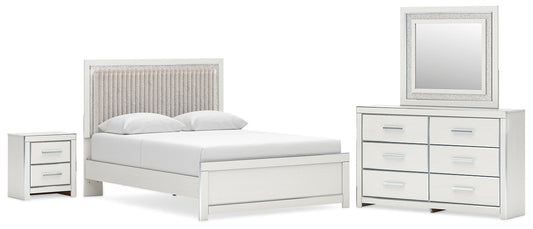 Zuraleus  Upholstered Panel Platform Bed, Dresser, Mirror And Nightstand