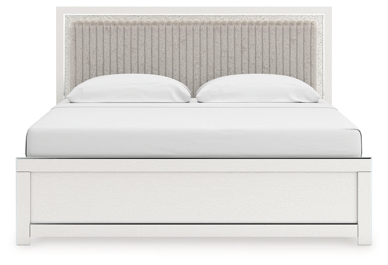 Zuraleus  Upholstered Panel Bed, Dresser And Mirror