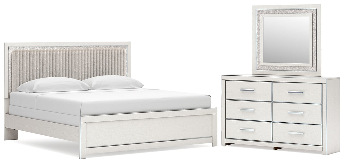 Zuraleus  Upholstered Panel Bed, Dresser And Mirror