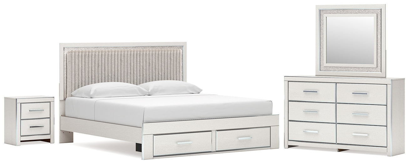 Zuraleus  Upholstered Panel Platform Storage Bed, Dresser, Mirror And Nightstand