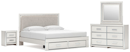 Zuraleus  Upholstered Panel Platform Storage Bed, Dresser, Mirror And Nightstand