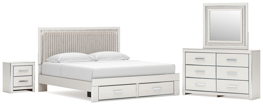 Zuraleus  Upholstered Panel Platform Storage Bed, Dresser, Mirror And Nightstand