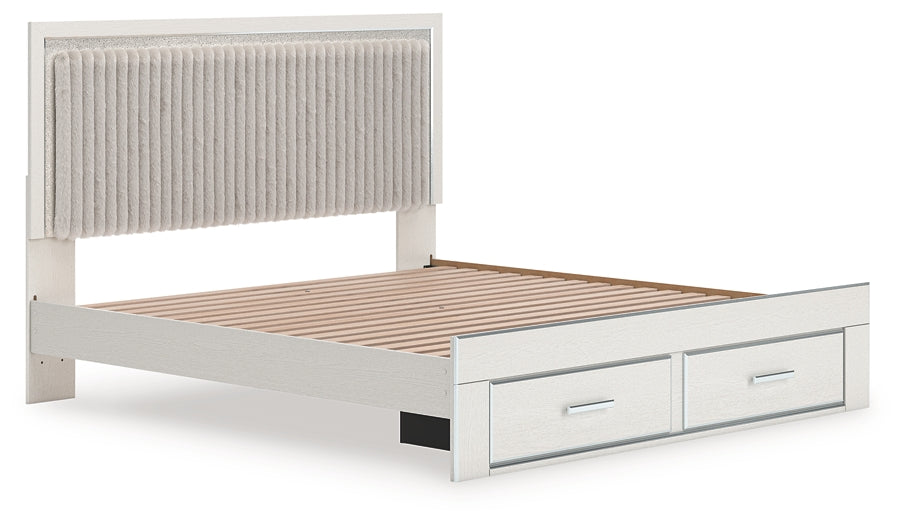 Zuraleus  Upholstered Panel Platform Storage Bed, Dresser, Mirror And Nightstand