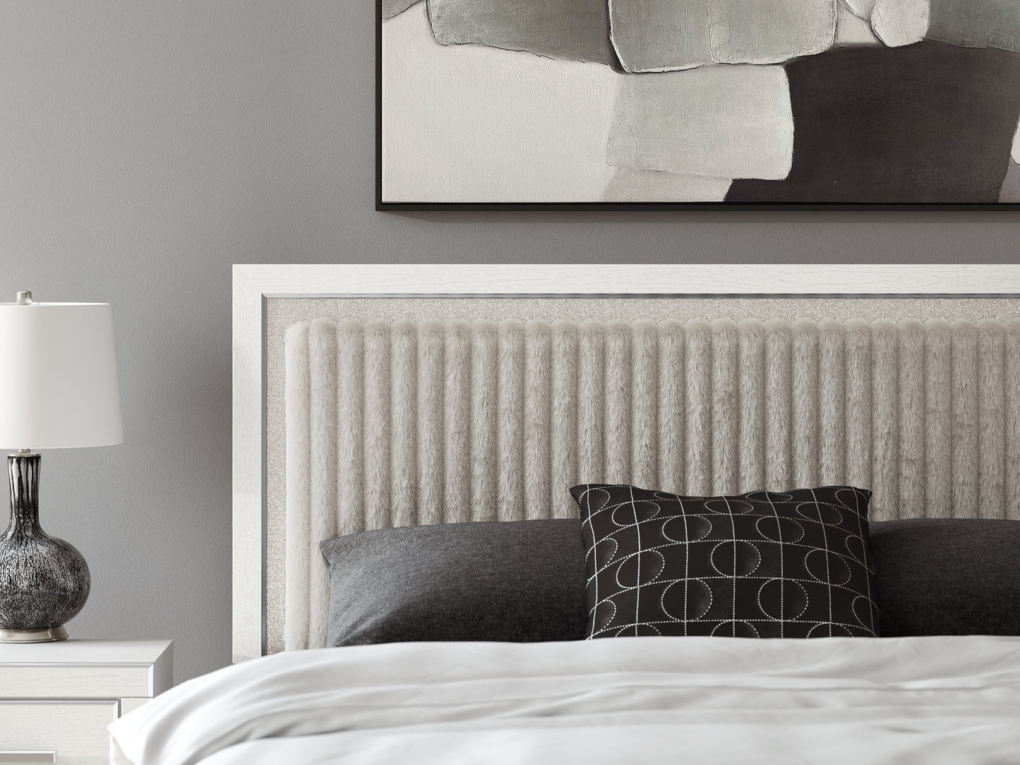 Zuraleus  Upholstered Panel Platform Storage Bed, Dresser, Mirror And Nightstand