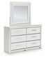 Zuraleus  Upholstered Bed, Dresser, Mirror And Nightstand