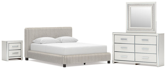 Zuraleus  Upholstered Bed, Dresser, Mirror And Nightstand