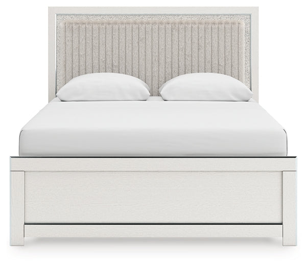 Zuraleus  Upholstered Panel Bed, Dresser, Mirror And Nightstand