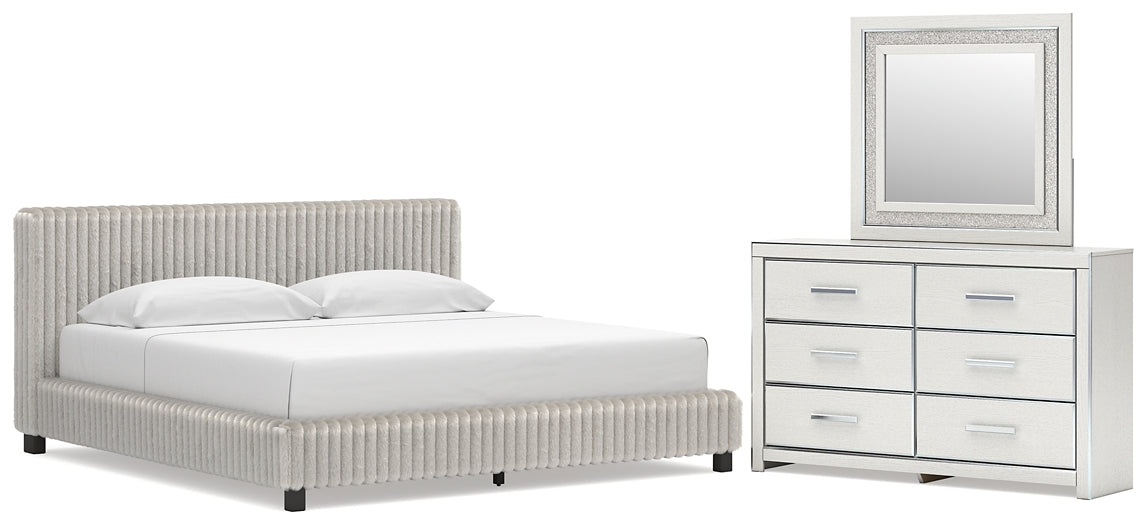 Zuraleus  Upholstered Bed, Dresser And Mirror