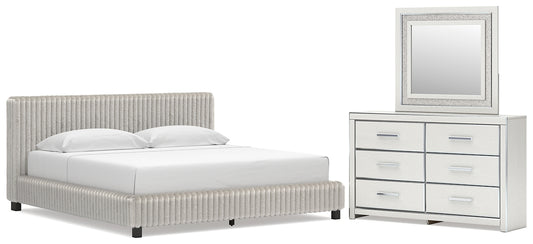Zuraleus  Upholstered Bed, Dresser And Mirror