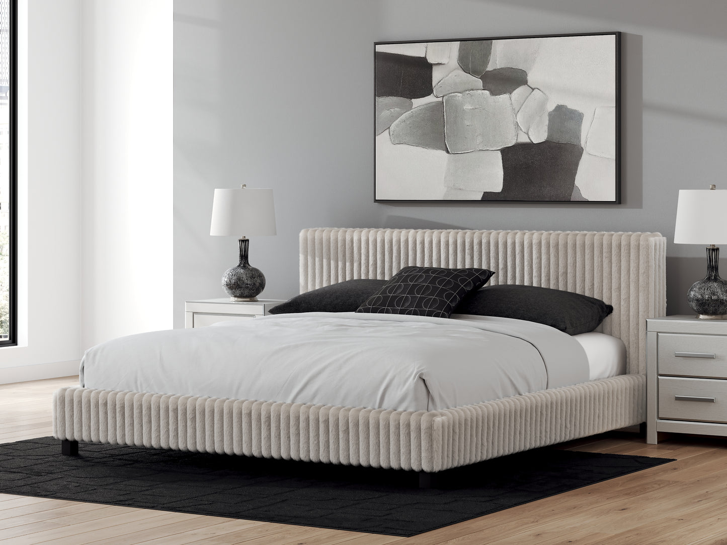 Zuraleus  Upholstered Bed, Dresser And Mirror