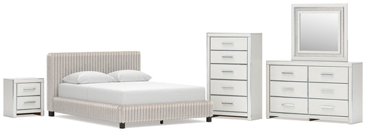 Zuraleus  Upholstered Bed, Dresser, Mirror, Chest And Nightstand