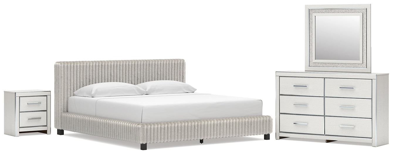 Zuraleus  Upholstered Bed, Dresser, Mirror And Nightstand
