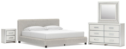 Zuraleus  Upholstered Bed, Dresser, Mirror And Nightstand