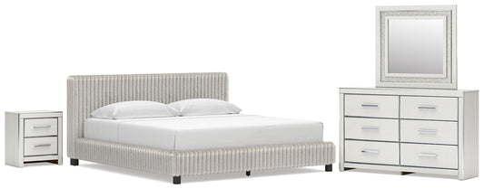 Zuraleus  Upholstered Bed, Dresser, Mirror And Nightstand