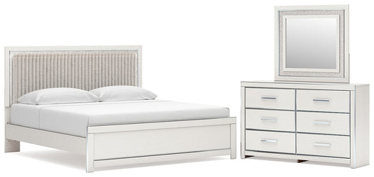 Zuraleus  Upholstered Panel Platform Bed, Dresser And Mirror