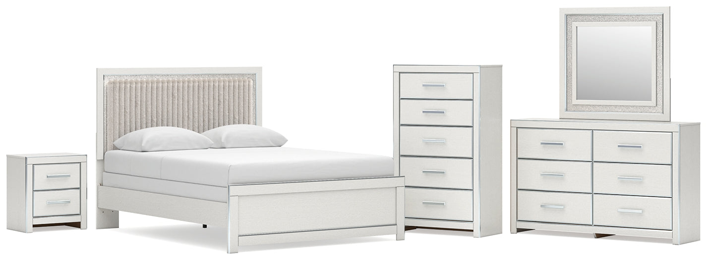 Zuraleus  Upholstered Panel Bed, Dresser, Mirror, Chest And Nightstand
