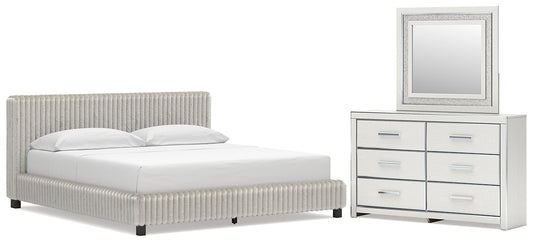 Zuraleus California  Upholstered Bed, Dresser And Mirror