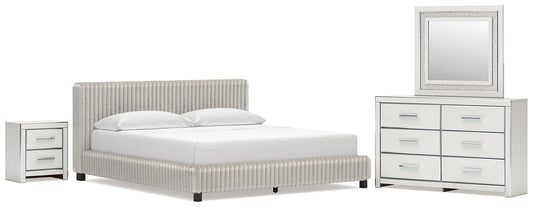 Zuraleus California  Upholstered Bed, Dresser, Mirror And Nightstand