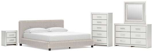 Zuraleus California  Upholstered Bed, Dresser, Mirror, Chest And Nightstand